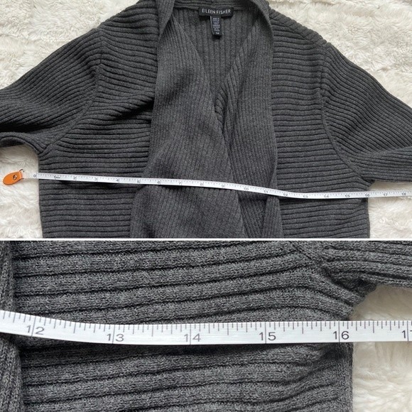 Eileen Fisher Gray Wool Angle Front Cardigan S - Picture 9 of 10